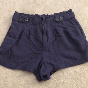 Navy paper bag shorts